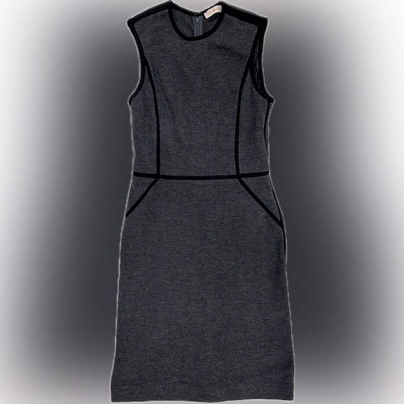 Tory Burch Grey Wool Sheath Dress with Black Trim Size Small - Picture 3 of 5